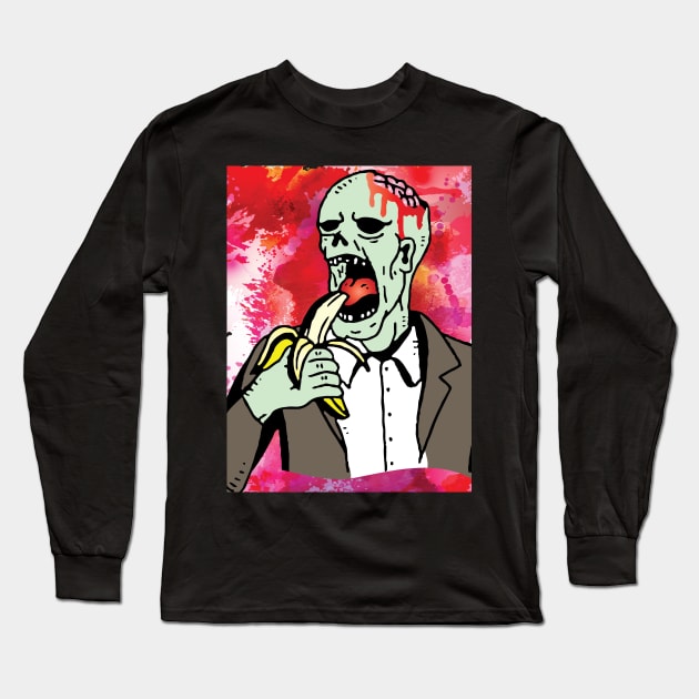 zombie having dessert Long Sleeve T-Shirt by lazykitty